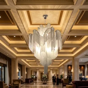 Modern Hotel Lobby Dining Room Decoration Custom Iron Aluminum LED Pendant Light