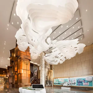 Modern Hotel Lobby Pendant Lighting Acrylic Cloud Shape Chandelier