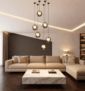 Modern Hotel Lobby Villa Decoration Smoke Grey Glass Ball Pendant Light Custom Large Project Chandelier and Pendant Light