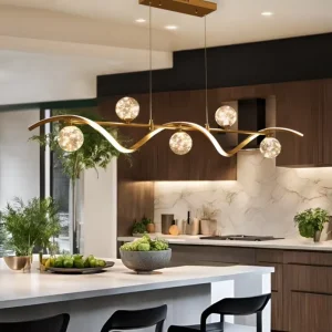 Modern Indoor Chandelier LED Adjustable Height Dining Room Light with Glass Shade for Restaurants Hotels Pendant Light