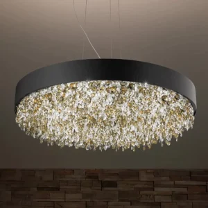 Modern Indoor Decoration Pendant Light Living Room Dining Room Round Glass LED Chandelier