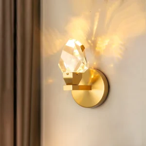 Modern Indoor Golden Iron Art Crystal Sconce Bedroom Living Room Led Wall Light