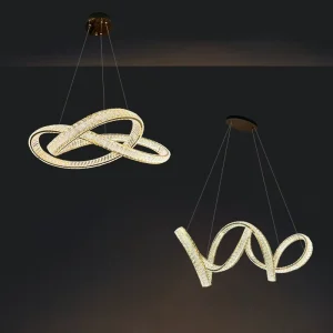 Modern Indoor Home Bedroom Living Room Decor Aluminum K9 Crystal Chandelier Ring LED Pendant Light