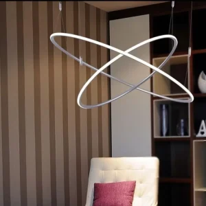 Modern Indoor Hotel Customized Size Dimmable Aluminum Suspended Lamp Ceiling Pendant LED Circular Linear Lights Ring