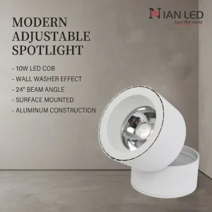 Modern Indoor Hotel Store Office Home Aluminum 10W Adjustable Ceiling LED Spotlight with Anti Glare Design and Ra90