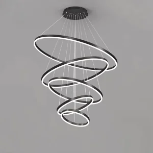 Modern Indoor Outdoor LED Pendant Lamp Round Aluminum Nordic Chandelier Salon Light Decorative Light Easy Hanging Installation