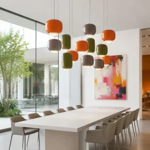 Modern Industrial Minimalist Iron Chandelier Pendant Lamp with AC Switch Control and Adjustable Height for Living Room and Hotel