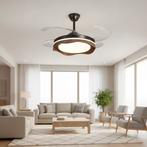 Modern Interior Bedroom Home 42 Inch ABS Blade Retractable 3CCT Smart Remote Control Led Ceiling Fan Light