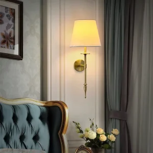 Modern Iron Fabric Warm White LED Wall Lamp with Remote Control Dimmable for Living Room Bedside Home Decorative Lighting 2700K