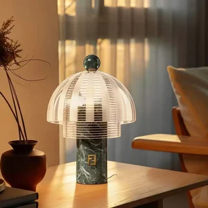 Modern Italian Style Table Lamp Battery Included Light Green Marble Glass DC LED for Bedroom Restaurant Indoor Decor