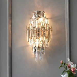 Modern K9 Crystal Bedroom Wall Lamp Luxury Bedside Bracket Light Champagne Gold Creative Living Room Decorative Wall Fitting