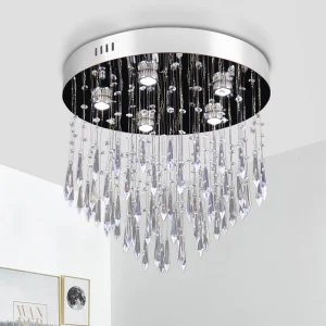 Modern K9 Crystal Chandelier Elegant Hanging Ceiling Lamp for Living Room Bedroom Office