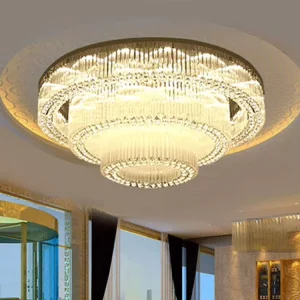 Modern K9 Crystal Chandelier Steel Pendant Lamp LED Light Hanging Lamp for Home Villa Restaurant AC Power Source