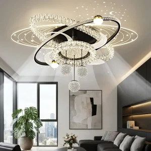Modern LED AC Motor Ceiling Fan Lamp Iron Acrylic Remote Control Dimmable 6-Speed Living Room Bedroom Restaurant Fan Light