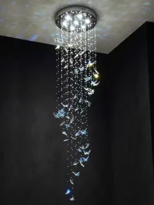 Modern LED Adjustable Height Chrome Finish Chandelier Pendant Ceiling Light Dimmable Stainless Steel