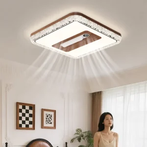 Modern LED Bedroom Decor Fan Light with Digital Display for Restaurant Hotel Villa Silent Bladeless Ceiling Fan with Lamp