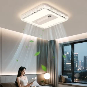 Modern LED Bladeless Ceiling Fan Light Remote Control 6-Speed Dimmable Silent Acrylic Hardware for Living Room Bedroom Hotel
