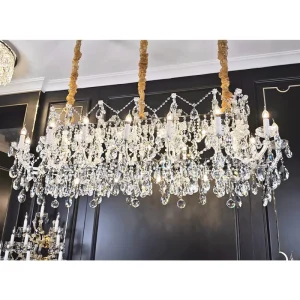 Modern LED Ceiling Chandeliers Decorative Clear Crystal Dining Table Hanging Lamps for Villa Living Dining Room Lighting
