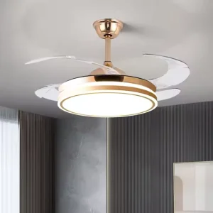 Modern LED Ceiling Fan Light for Bluetooth Mute Simple Invisible Iron Chandelier ABS for Home Living Room Remote Control