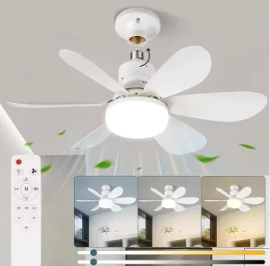 Modern LED Ceiling Fan Light with Remote Control E27 3 Colors Dimmable 3 Wind Speed 30W 40W Removable Blades