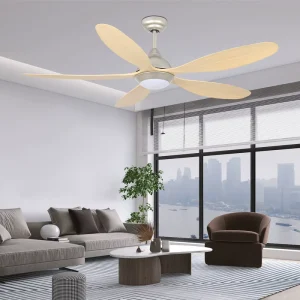 Modern LED Ceiling Fan with Light Energy Saving Wood Acrylic Remote Control for Living Room