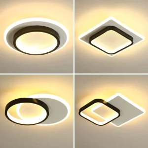 Modern LED Ceiling Light Black Flush Mount Small Lamp for Stair Corridor Hallway Entrance Cloakroom Home Decoration