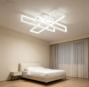 Modern LED Ceiling Light Flush Mount Ceiling Lights Black Rectangular Circle Light Fixtures for Kitchen Bedroom