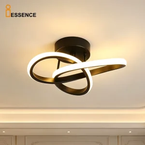 Modern LED Ceiling Light Geometric Line Design Black Gold Flush Mount Lamp Living Room Bedroom Nordic Minimalist Home Lighting