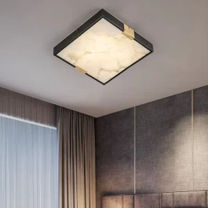 Modern LED Ceiling Light for Bedroom Square Small size Lamp with Iron and Stone Shade Material Contemporary Lighting