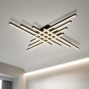 Modern LED Ceiling Lights Fixture Black Dimmable Chandelier Flush Mount Geometric LED Ceiling Lamps