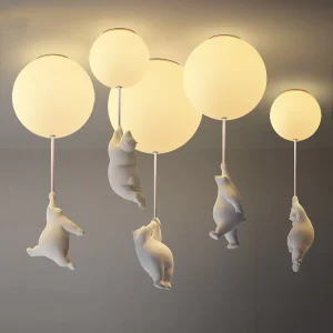 Modern LED Ceiling Lights Warm Cartoon Bear Ceiling Lamp for Kids Rooms Bedroom Lamp Children’s Room Decor LED Light Fixtures