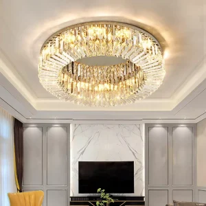 Modern LED Ceiling Luxury Long Chandelier Home Decor Lights Pendant K9 Crystal Ceiling Light