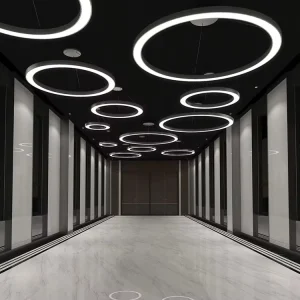 Modern LED Chandelier for Gym Mall Supermarket Kitchen Nordic Round Ring Hanging Light