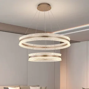 Modern LED Circle Pendant Light Chandelier Acrylic Rings Design for Living & Bedroom Hanging Decor Chandeliers & Pendant Lights
