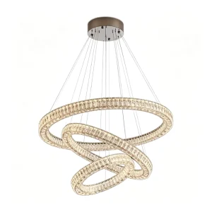Modern LED Crystal Ring Chandelier Adjustable Hanging Crystal Circle Pendant Light for Living Room Dining Room Home Decor