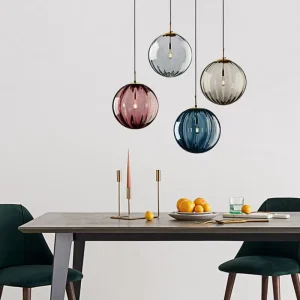 Modern LED Glass Chandelier Lighting Fixture Led Glass Ball Hanging Pendant Light