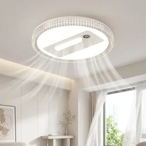 Modern LED Home Room Decor Fan Light Digital Display 6-Speed Remote Control Dimmable Silent Bladeless Ceiling Fan Lamp