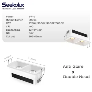 Modern LED IP20 Grille Light COB Anti Glare Recessed Linear Downlight Indoor 5W 10W 20W Ceiling Grille Downlight Home