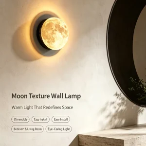 Modern LED Indoor Lighting Bedroom Bedside Lamp Creative Decorative Wall Sconce Living Room Lunar Texture Wall Lamp