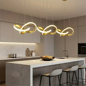 Modern LED Infinity Pendant Light Luxury Gold Creative Hanging Chandelier for Living Room Minimalist Decorative Ceiling Lamp