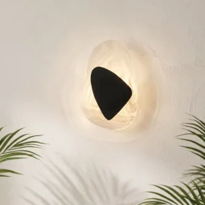 Modern LED Iron Glass Wall Lamp with Irregular Graphic Design White Shade for Living Room Bedroom Restaurant Luxury Lighting