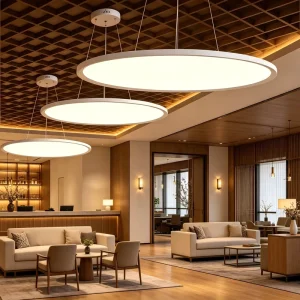 Modern LED Linear Hanging Lamp Ceiling Lighting Black Circle Chandelier Ring Pendant White Metal Shade Durable 60W 3000K 6000K