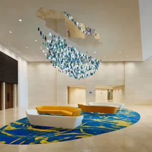 Modern LED Pendant Light Clear Glass Hanging Chandelier Villa Hotel Lobby Art Glass Rustic Pendant Light