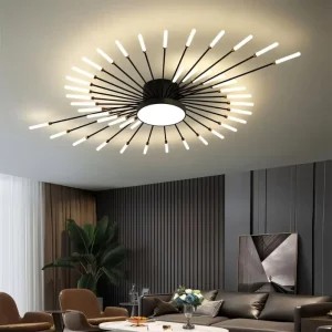 Modern LED Pendant Light Nordic Metal Strip Chandelier Ceiling Lights for Living Room