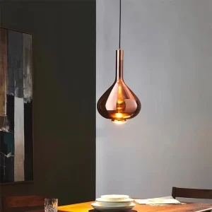 Modern LED Pendant Light for Bedroom Glass with Adjustable Height E26 Bulb Base Decorative Chandelier and Pendant Light