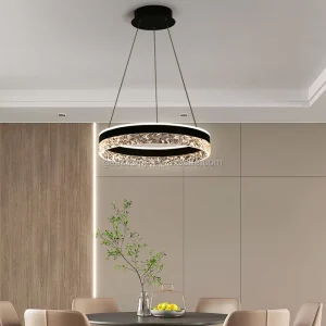 Modern LED Pendant Light for Bedroom and Restaurant Round Bar Lamp Gold Black White Chandelier Base Remote Control for Bars