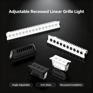 Modern LED Recessed Grille Spotlight Adjustable Angle Anti-Glare Aluminum Housing for Bedroom Living Room Hallway Ambient