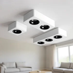Modern LED Square Spotlight Aluminum Black Ultra Thin 5.5cm 3600 Lumens 120 Beam Angle Dimmable Downlight Ceiling Mounted