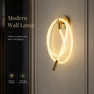 Modern LED Wall Lamp Braided Silicone Loop Design Gold Iron Wall Mounted Sconce for Apartment Living Room Bedroom Hallway Decor