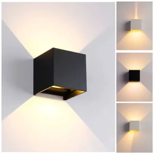 Modern LED Wall Sconce Outdoor Up Down Adjustable Cube Square Dimmable Wall Sconce Light 3000K Hotel Living Room Terrace Lamp